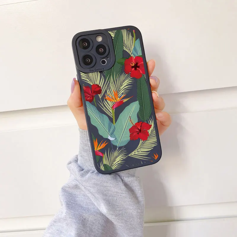 thumbnail image 1 of Retro Spring Bloom Flowers Phone Case For iPhone 11 7 8 Plus SE 2020 14Plus 12 13 Pro Max X XR XS Soft Silicone Back Cover Funda, 1 of 5
