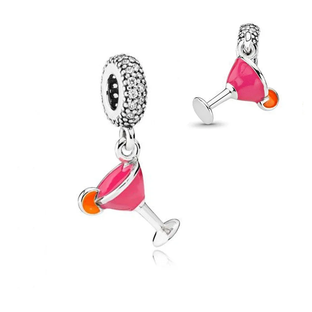 

Fruit Cocktail Sparkling Pendant Charm Fit Original Pandora Bracelet DIY Women Jewelry Gift Summer New