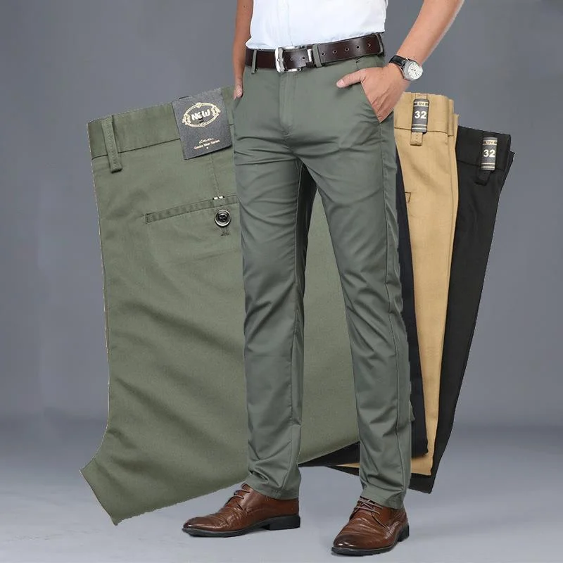 

Брюки мужские тонкие из ледяного шелка, прямые свободные модные штаны с эластичной завышенной талией, деловые повседневные штаны, весна-лето