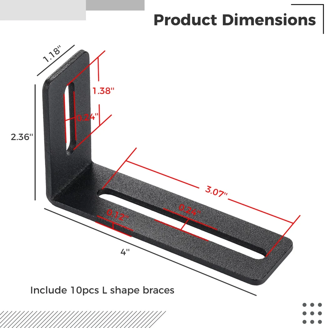 L���� ���� �귡Ŷ �ޱ� �귡Ŷ, DIY �÷��� ���� �ڳ� �극�̽� ����Ʈ, �ݼ� L �극�̽� ����, ���� ������, 10 ��