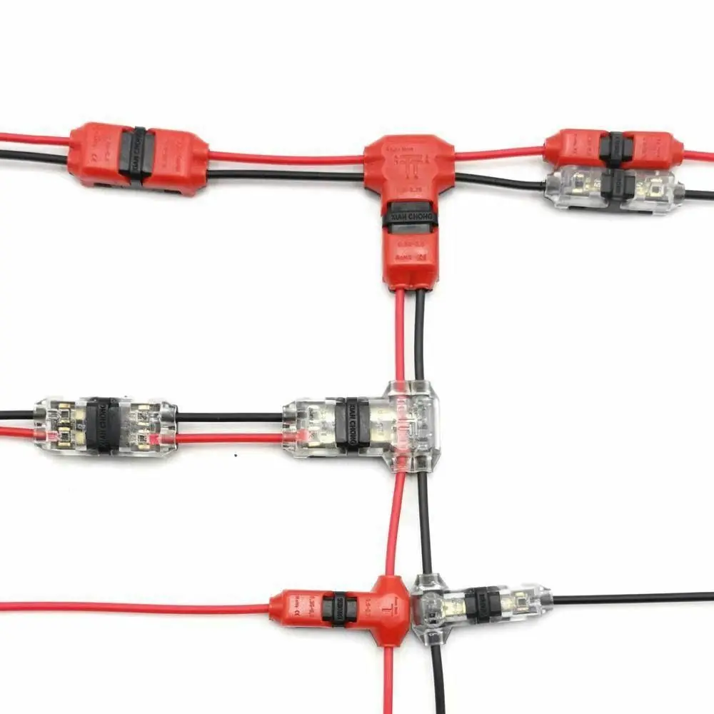Pin 2 Way Universal T Shape Pluggable With Lever Wire Wiring Connector Cable Clamp Conductor Terminal Block Stripping Connector cable clamp