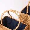 1pcs 9.8/11inch Autumn Rattan Handbag Forest Style Retro Literary Woven Basket Beach Bag Square Rattan Woven Bag Picnic Basket 5