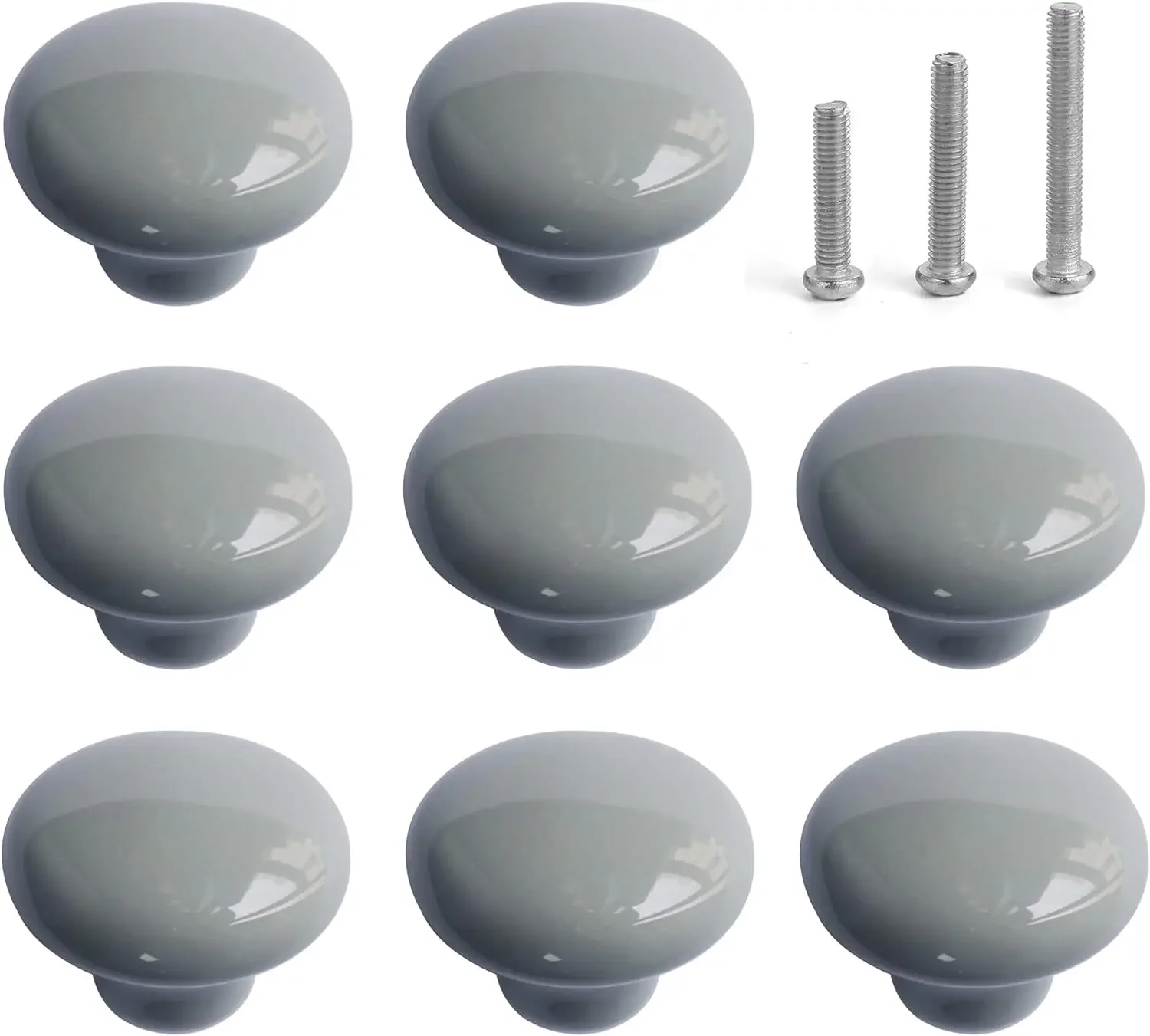 ידיות מגירות קרמיקה, ידיות פורצלן אפור עבור עיצוב הבית, ידיות קרמיקה עגולות לחדר ילדים, ארון, ארון, שידה