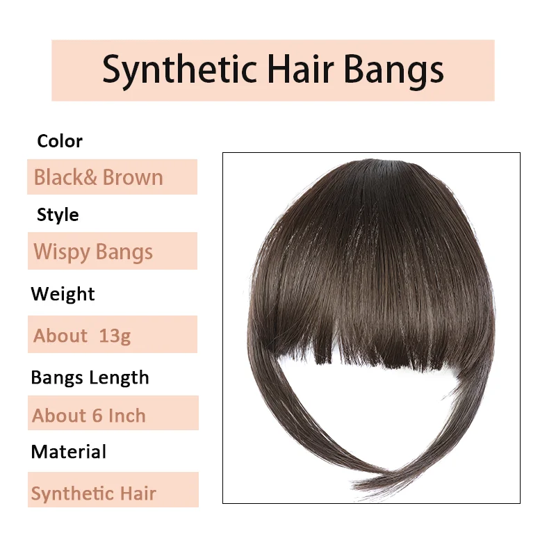 LUPU Synthetic Hair Bangs Clip In Hair Extensions Wispy Bangs Fringe With Temples Hairpieces For Women Girls