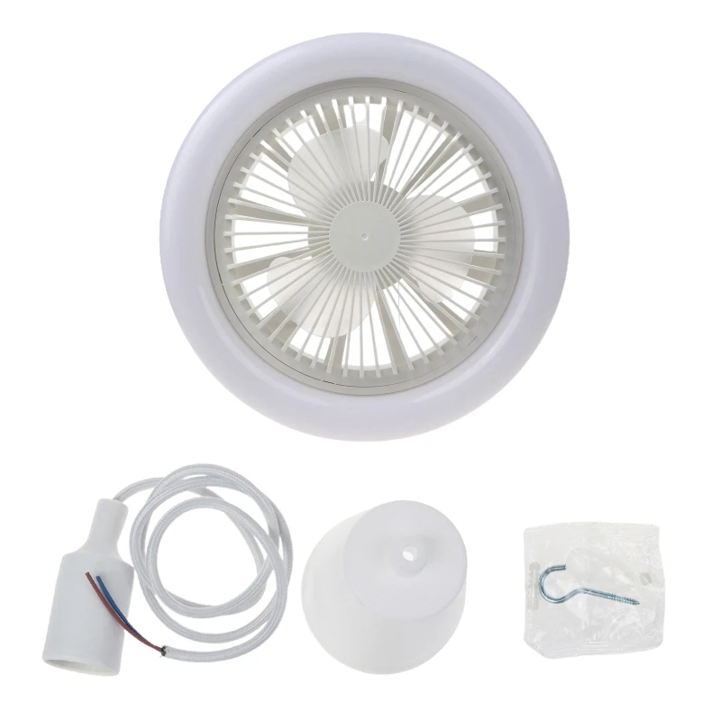 

10.2" Ceiling Fan with LED Light, Modern E27 for Head Fan with 1m Cable Flush Mount for Bedroom Office Dropship