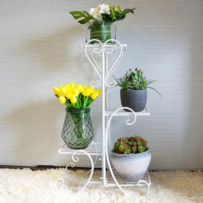 4Layer Floor Iron Balcony Green Pineapple Flower Rack Indoor Flower Rack Living Room Floor To Pot
