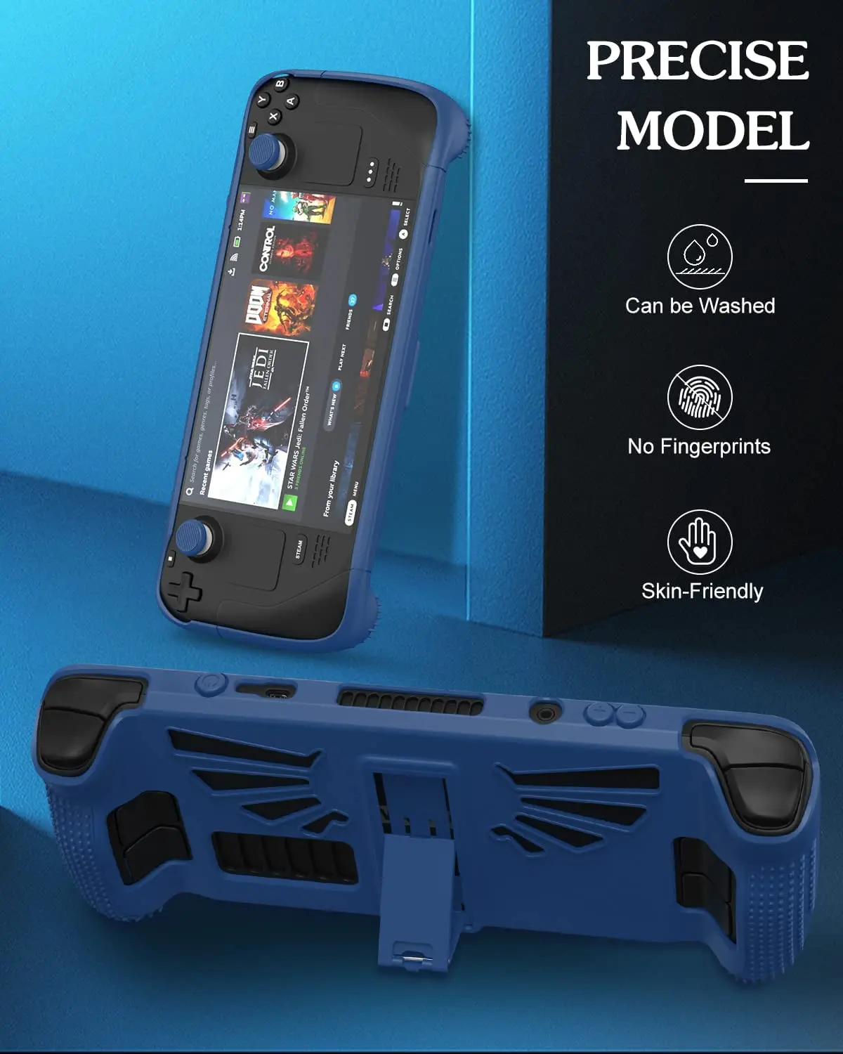 Syntech Funda protectora compatible con consola de accesorios Steam Deck,  protección completa con agarres antideslizantes para el pulgar, cubierta de