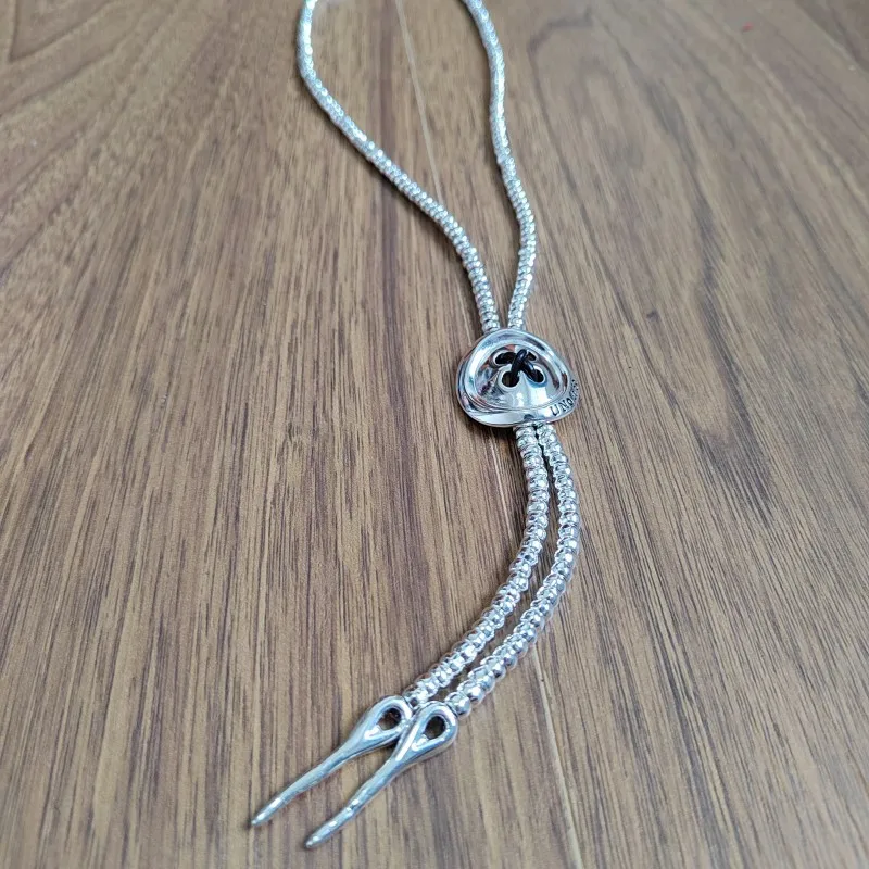 2023 New UNOde50 Fashion Electroplated 925 Silver Button Rope Simple and Exquisite Women's Holiday Gift