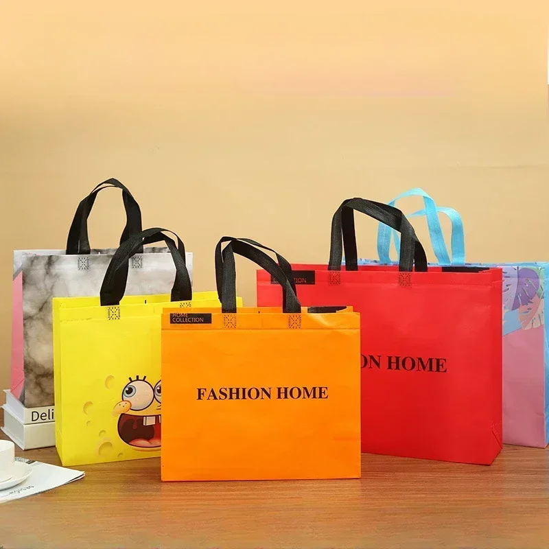 10PCS Coated Non-woven Fabric Bag Clothing Nonwovens Pack Handbag Environmentally Friendly Gift Shopping Packaging Bag 3
