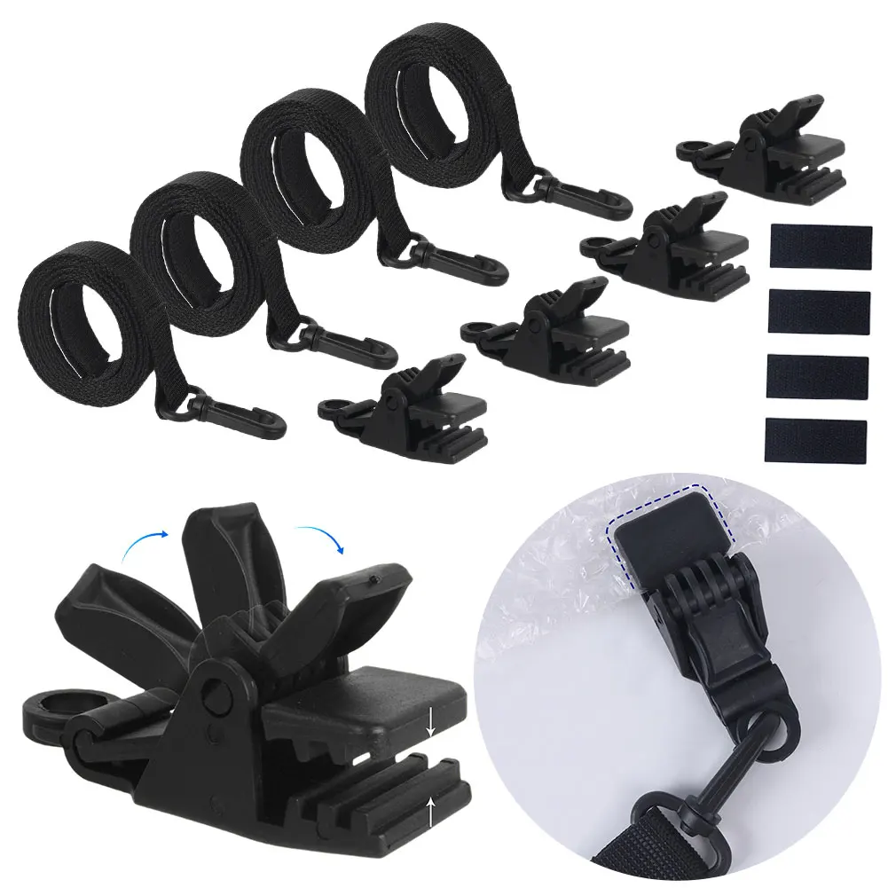 24Pcs Swimming Pool Solar Cover Straps and Clips Including 8 Straps 8 Clips and 8 Touch Fastener for In-Ground Swimming Pool