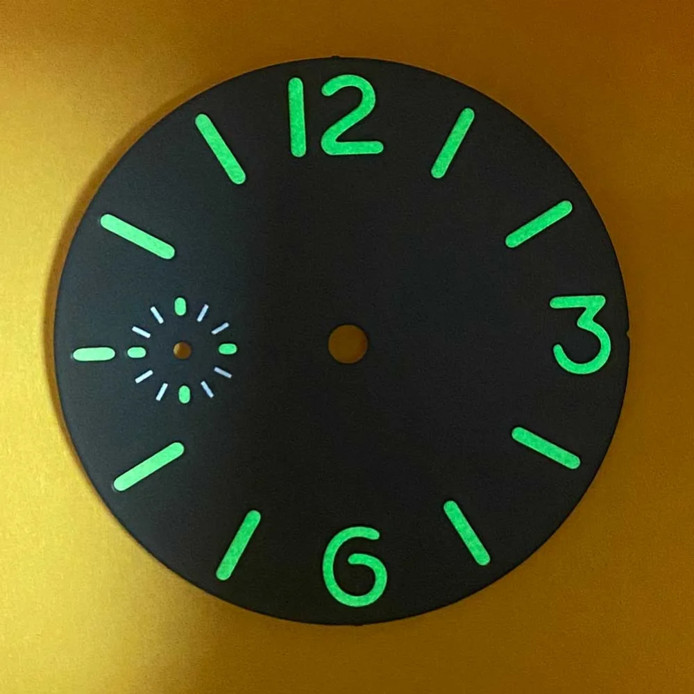 36mm Watch Dial Green Luminous Watch Face Insert Parts for ETA6497/ Seagull ST36 Movement Accessories Repair Parts