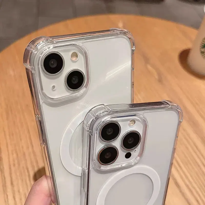 Magnetic Wireless Charger with Transparent Shockproof Case and Soft Bumper Cover