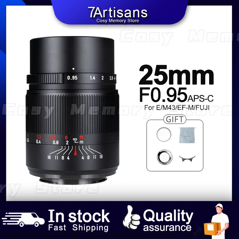 7 Artigiani 25Mm F0.95 Aps-C Lente Principale Ad Ampia Apertura Per Sony E Nikon Z Fuji Xf Canon Ef-M Canon Rf Micro 4/3 Leical
