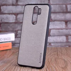 Luxury Textile Leather Skin Phone Case - Soft TPU & Hard PC Cover for Xiaomi note 8 pro (Light Gray)