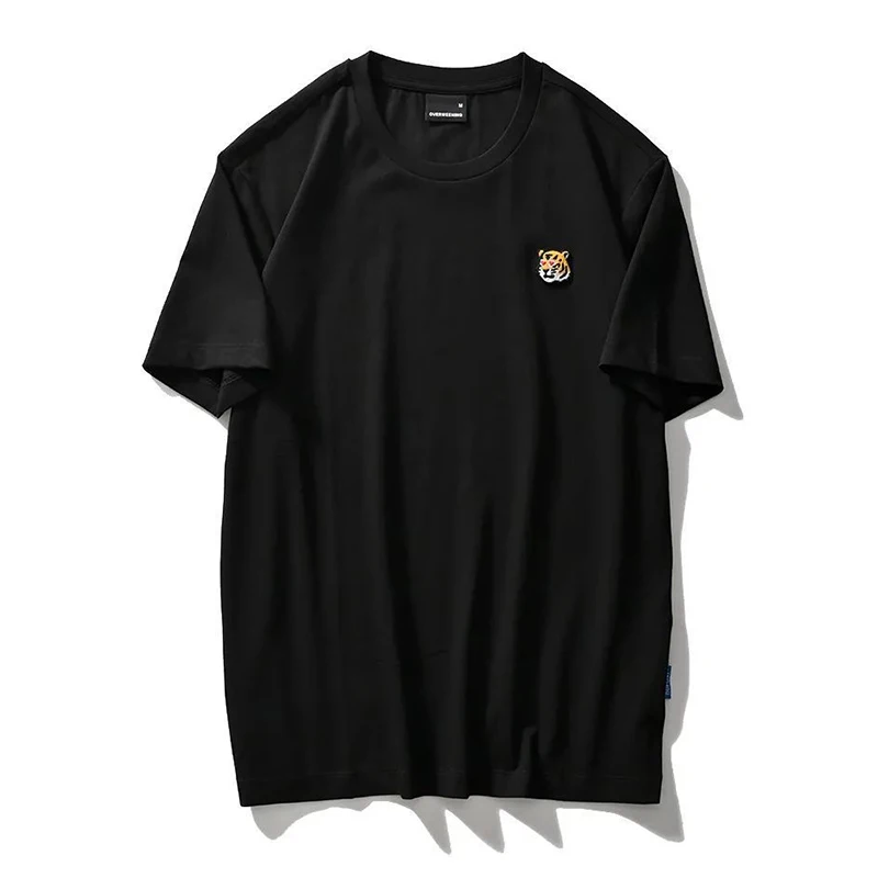 

2022 Summer New Cotton Short-Sleeved Simple Wild Round Neck T-Shirt Tiger Embroidery Top High-Quality Short-Sleeved