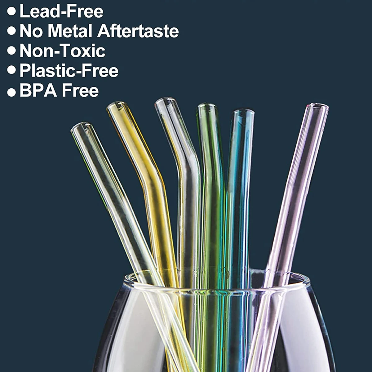 Multi-Color Reusable Glass Straws Set with Cleaning Brush Eco-Friendly Drinking Straws for Cocktail Milkshake Smoothie Barware