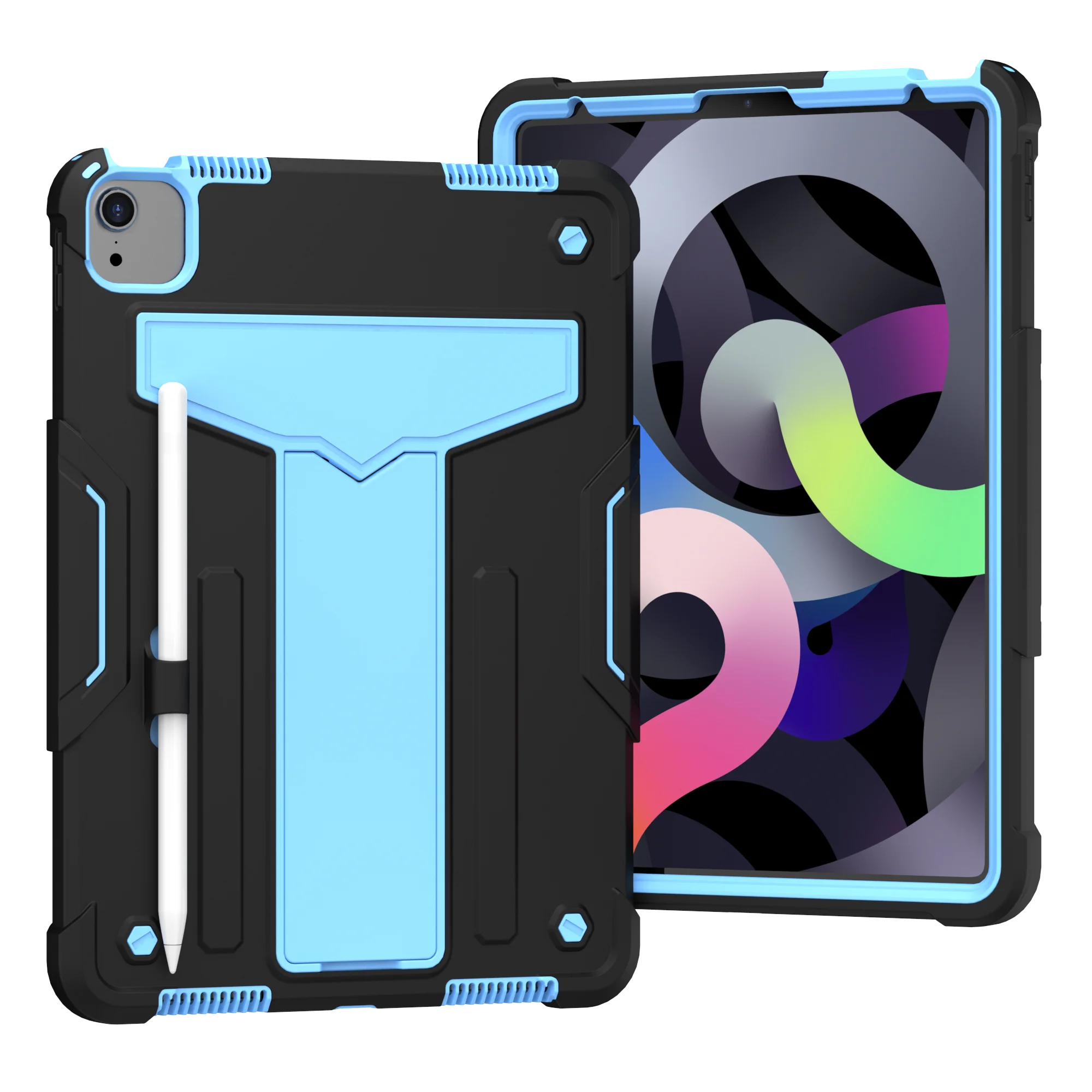 Durable Tablet Case with Built-In T-Shaped Stand and Shock Resistance