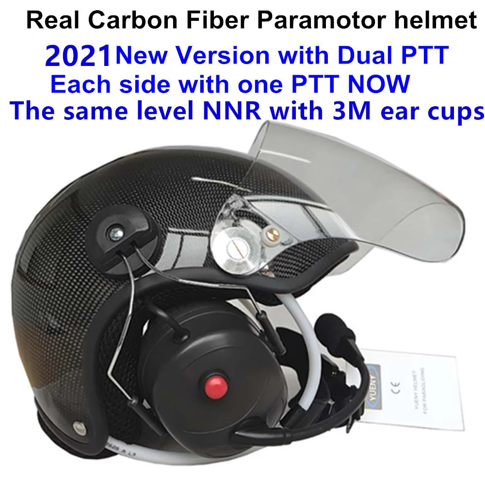 

YUENY Real carbon fiber paramotor helmet with full noise canceling headset powered paragliding helmet suit almost kinds radio