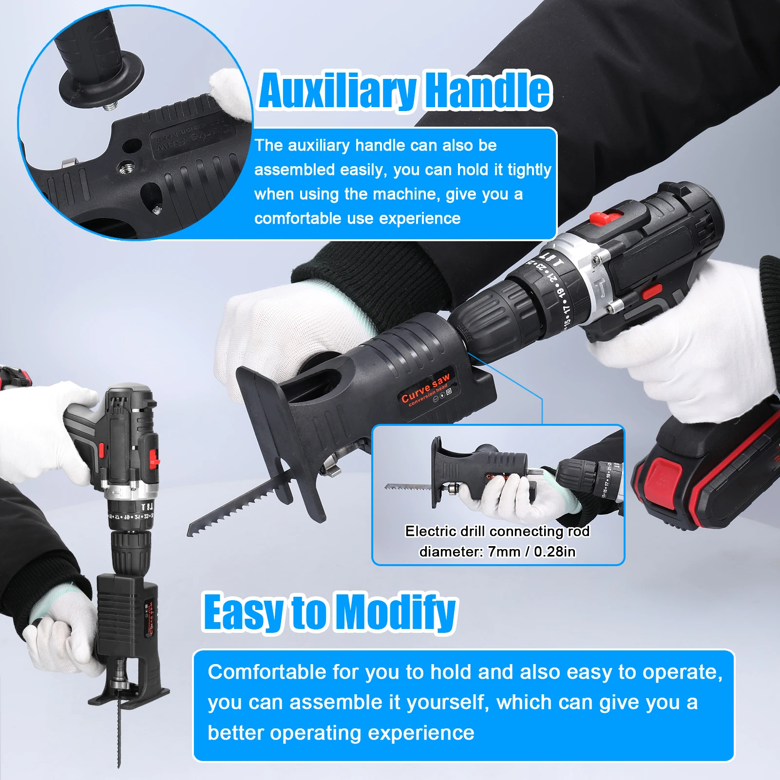 Electric Drill Modified To Electric Saws Reciprocating Saw Adapter Accessory Electric Saws Drill to Jig Saws Wood Cutting Tools 6
