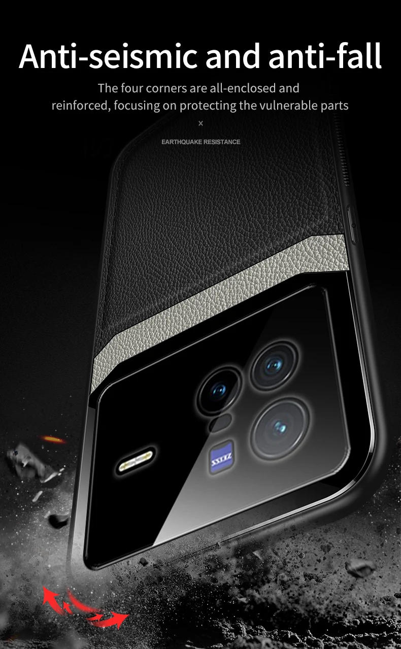 KEYSION Fashion Shockproof Case für VIVO X80 Pro 5G PU-Leder Spiegelglas Weiche Silikon-Telefonrückseite für IQOO 9 Pr_voghion.com