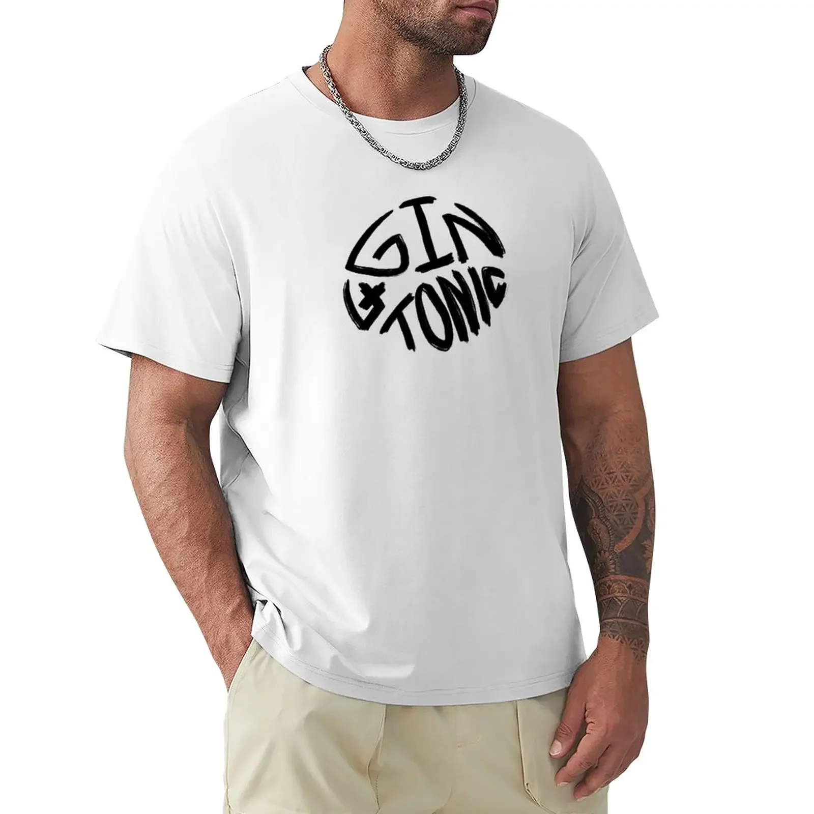 T-Shirt Gin & Tonic Summer Top Customs Progetta Le Tue Magliette Nere Nere Nere Per Uomo