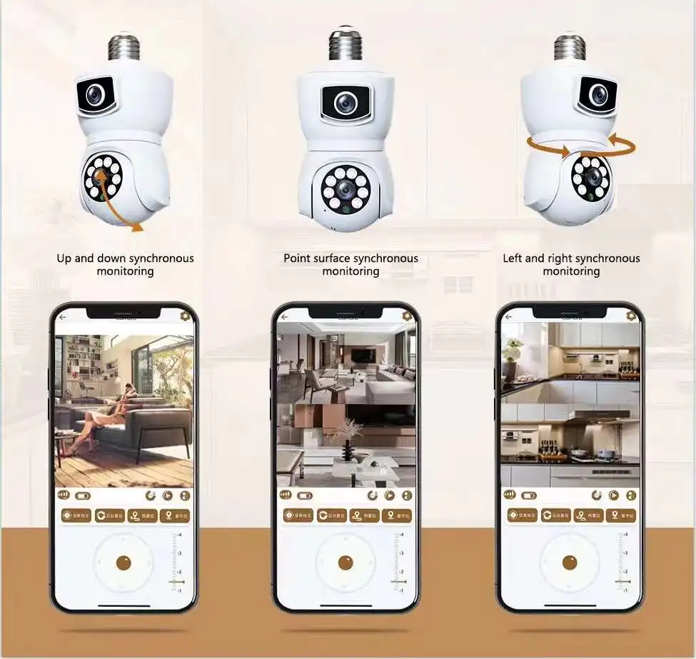 icam365/V380Pro 4MP Dual Lens E27 Lamp Head Socket Full Color Wireless PTZ IP Dome Camera Intercom Security CCTV Baby Monitor 4