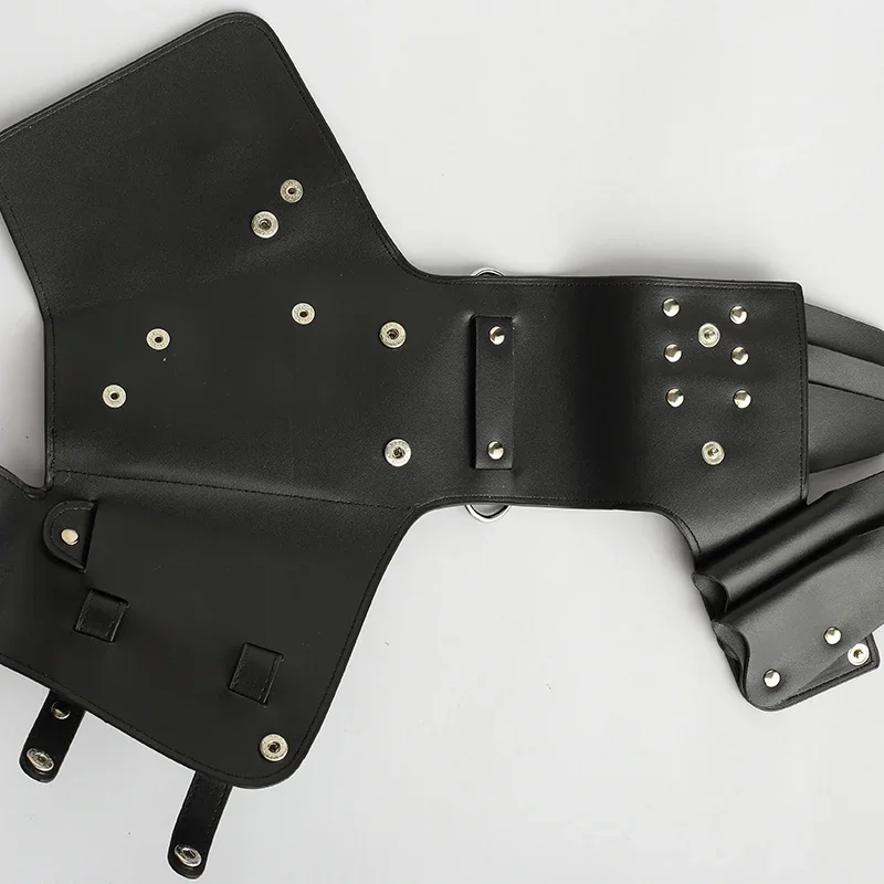 PU Leather Rivet Hair Scissor Bag Clips Bag Hairdressing Barber Scissor Holster Pouch Holder Case Black Brown