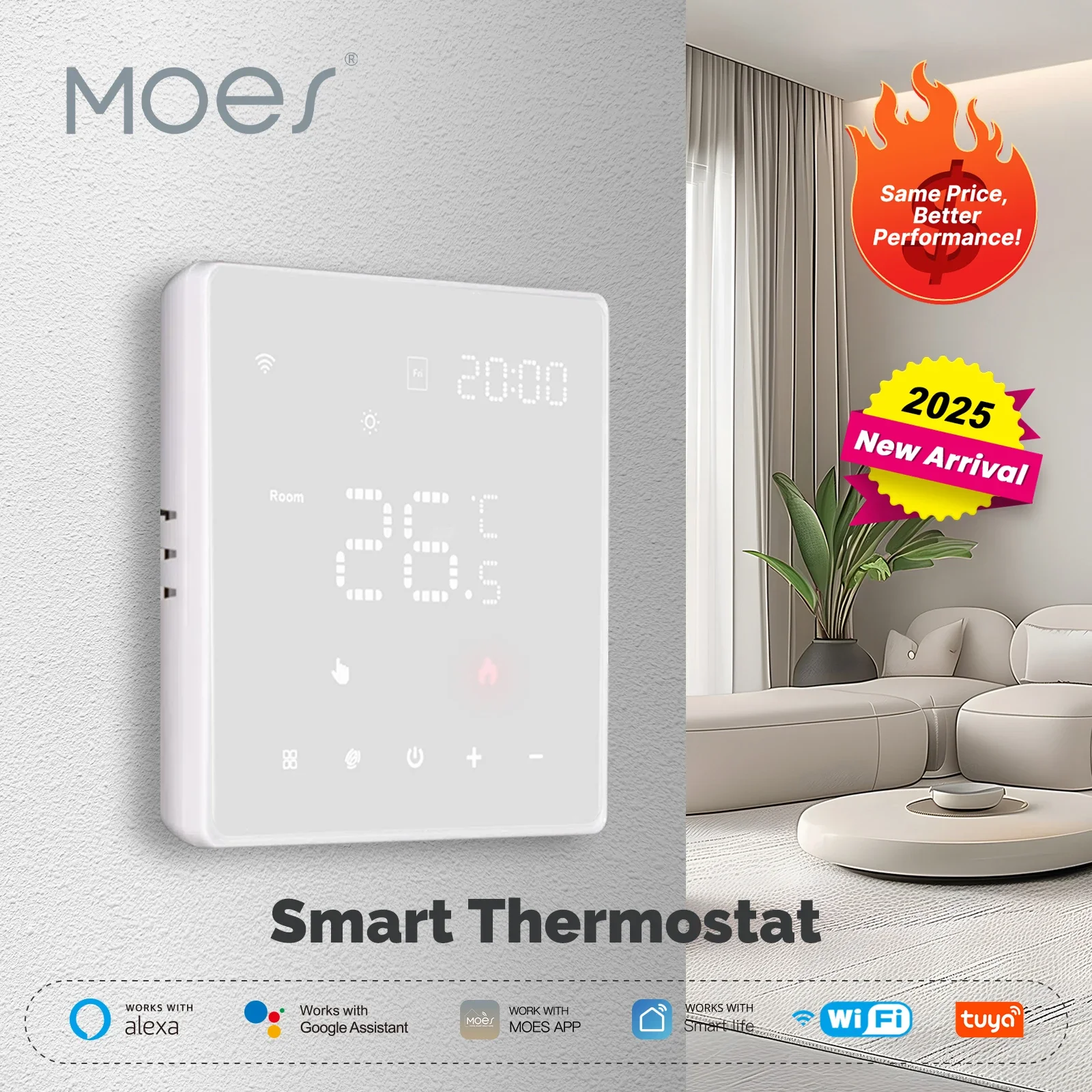 MOES Tuya WiFi Smart Thermostat Programmable Temperature Controller หม้อต้มน้ําไฟฟ้าเครื่องทําความร้อนทํางานร่วมกับ Alexa Google Home 1