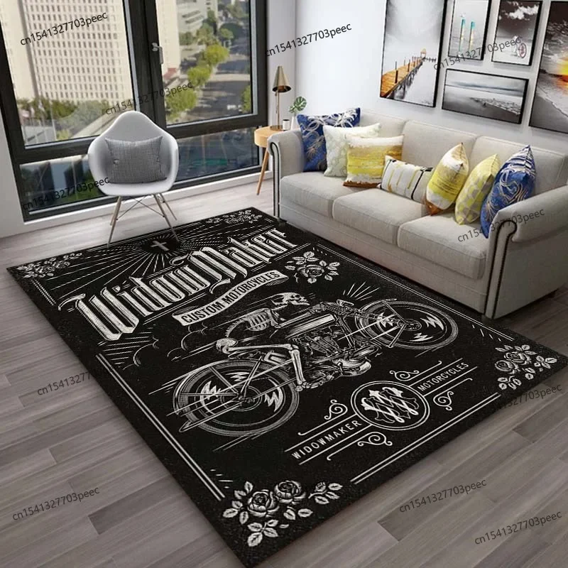 

Retro Vintage Motorcycle Fashion Area Rug Living Room Bedroom Balcony Door Decorative Carpet Kitchen Bathroom Non-Slip Floor Mat