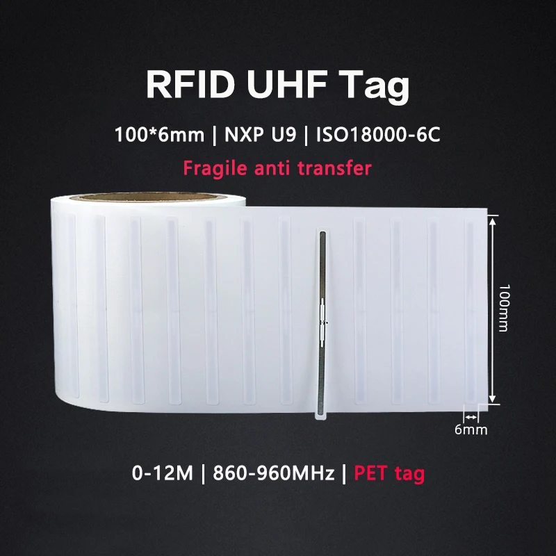 Rfid self adhesive label RFID UHF coated paper tag 18000-6C 860-960MHz RFID UHF sticker PET Tag U8/U9 Chip electronic label 915 MHz 20PCS