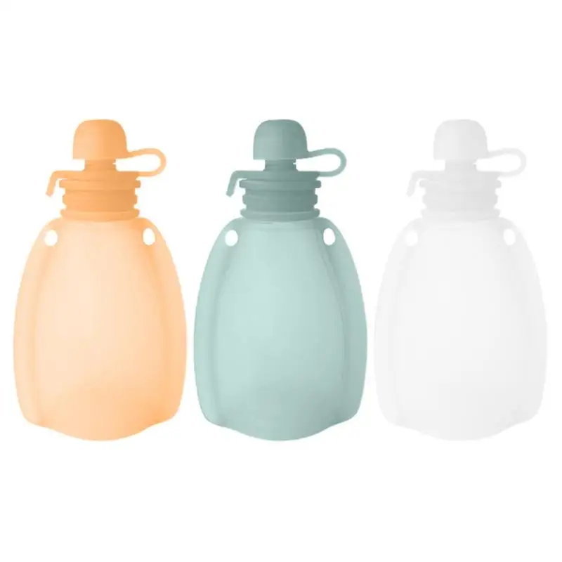 

5Pcs Silicone Reusable Squeeze Pouches Bpa Free Baby Snack Container Refillable Baby Food Storage Bags For Toddlers Kids Feeding