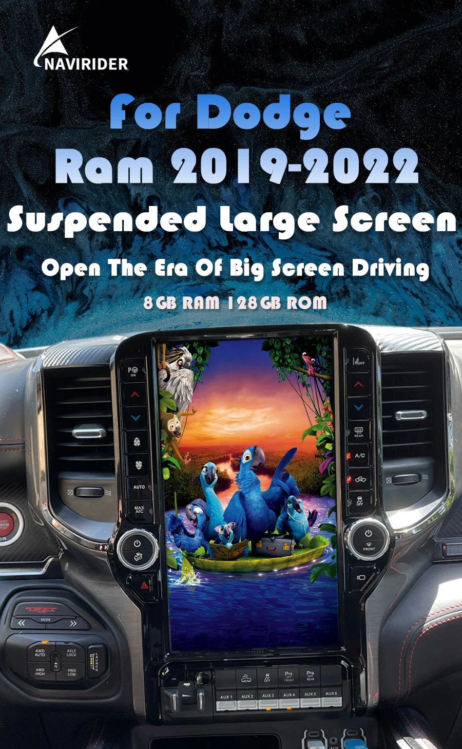Big Qled Screen Stereo Navigation For Dodge Ram 2019 - 2023 Android Media Video