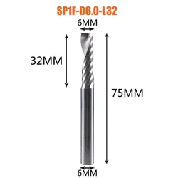 Premium 3D CNC Router Bit - Single Flute Spiral End Mill for Woodworking and Aluminum