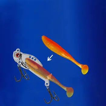 Metal  Fishing Lure 2-in-1 Fake Angling Baits Long Throwing Realistic 3D Eyes Fishing Baits For Catfish Bass Trout VIB Tackle 2