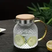 1pc glass pitcher with lid high borosilicate glass heavy duty water pitcher drink carafe for hot and cold beverges drinkware details 6