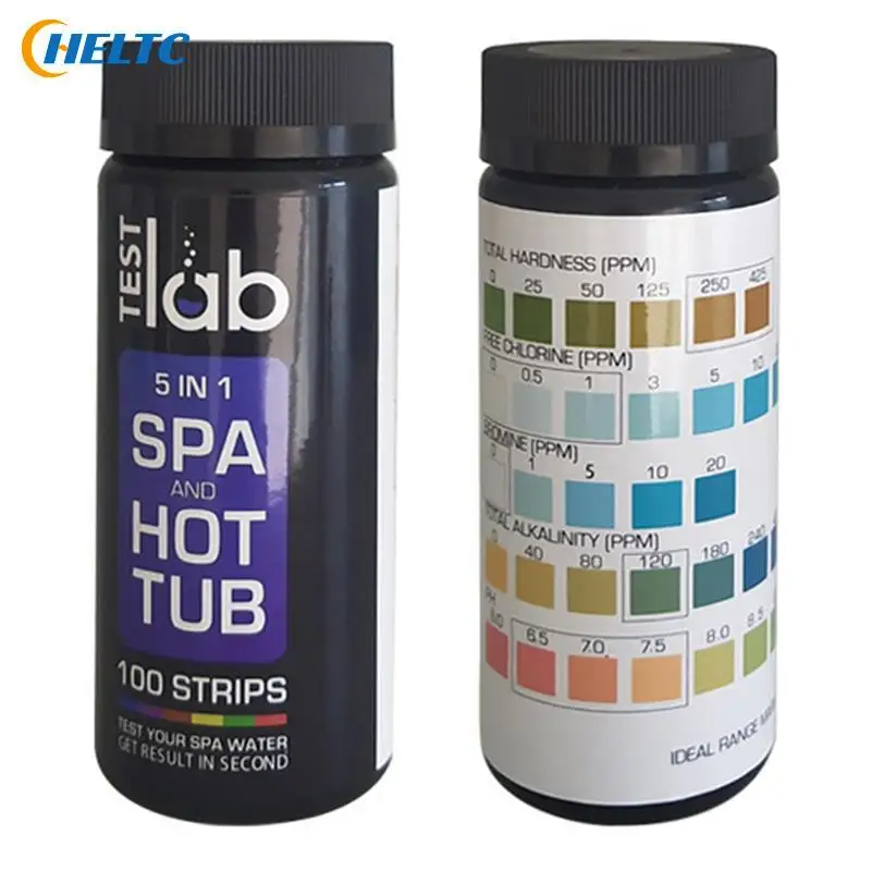 50/100/150PCS 5In1 Swimming Pool PH Test Paper Residual Chlorine PH Value Alkalinity Hardness Test Strip Pool Cleaner Accessorie