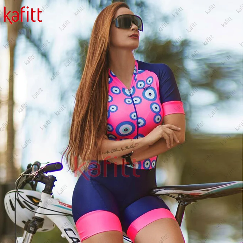 Kafitt Women's Cycling Jersey Summer UV Resistant Stretch Quick Dry Mountain Bike Jersey One Piece Overall Shirt Jumpsuit 4