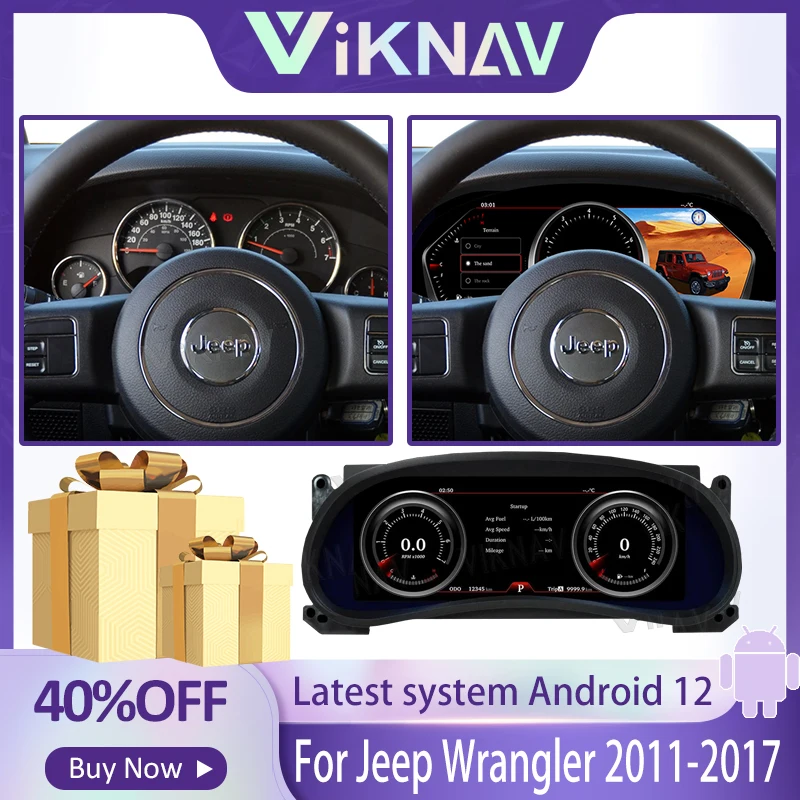

12,3 дюймовый измеритель скорости для Jeep Wrangler 2011-2017, вертикальный экран, цифровой кластер, инструмент, ЖК-дисплей, автомобильный инструмент