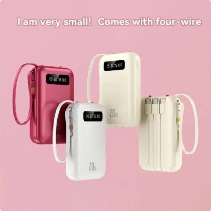 Mini Power Bank 20000Mah Pd 20W Schnell Ladung Mit 4 Kabel Handy Externes Ladegerasse Fuir Iphone Samsung