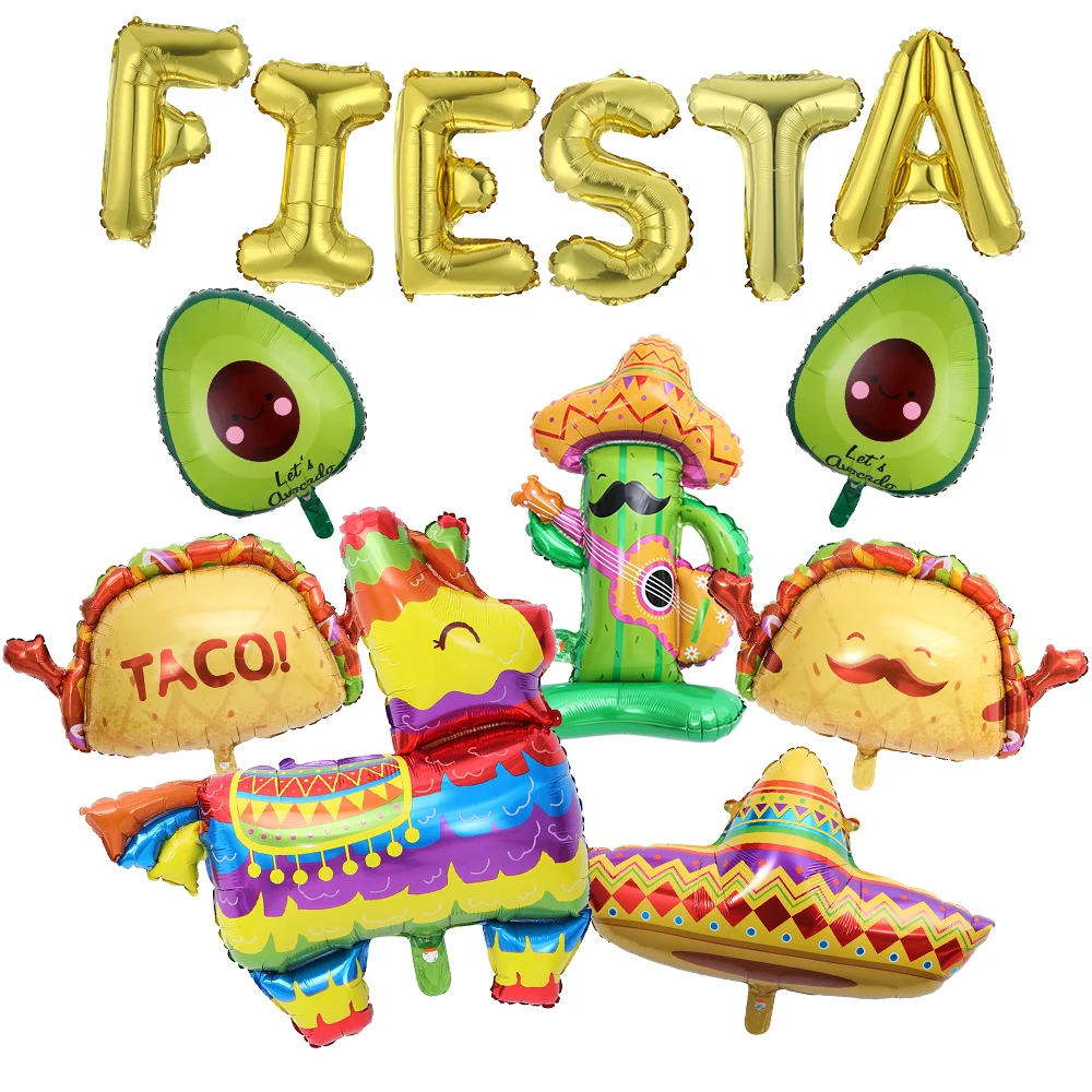 

4/13pcs Mexico Taco Cactus Foil Balloons Wedding Birthday Baby Shower New Year Supplies Mexican Fiesta Theme Party Decorations