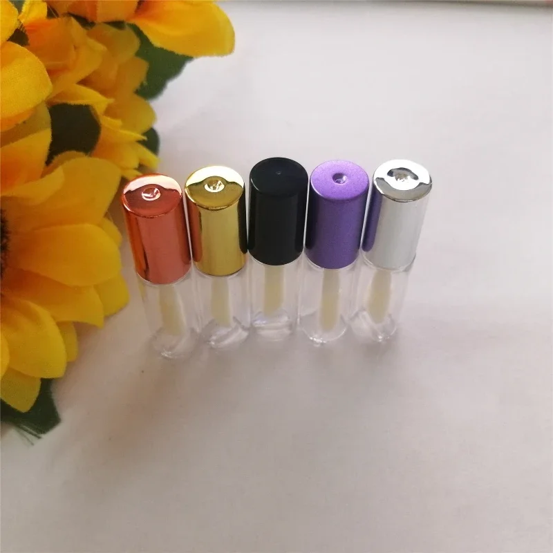 1.2ML Empty Lip Gloss Tubes Rose Gold DIY Plastic Elegant Liquid Lipstick Container Round Mini Lipgloss Sample Bottle