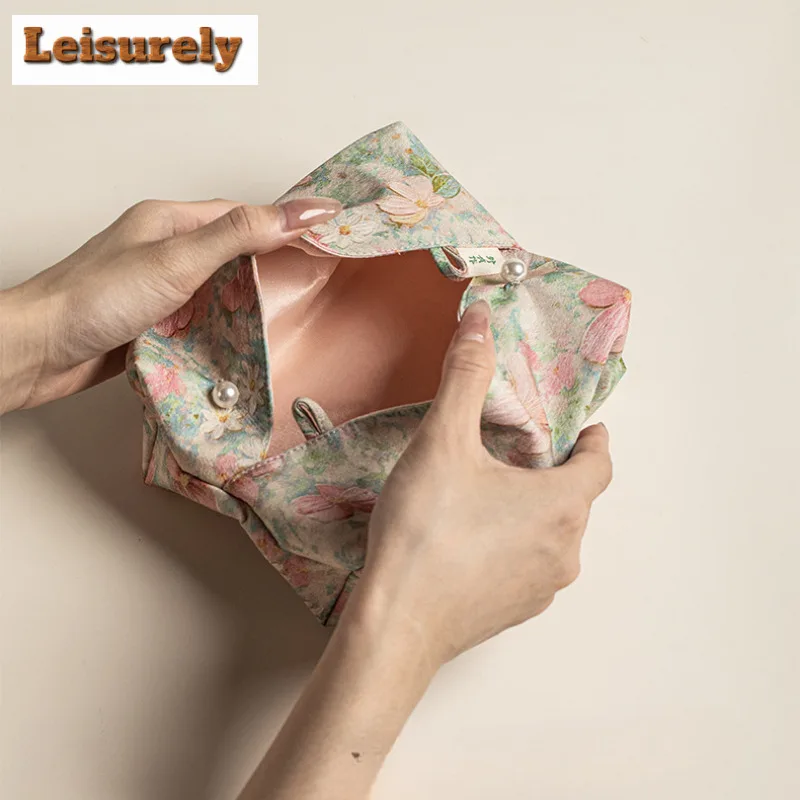 Brocade Flowers Tissue Box Zen Tissue Rangement Paper Container Dispenser Case Wet Wipes Case Paper Drawer Room Napkin Storage