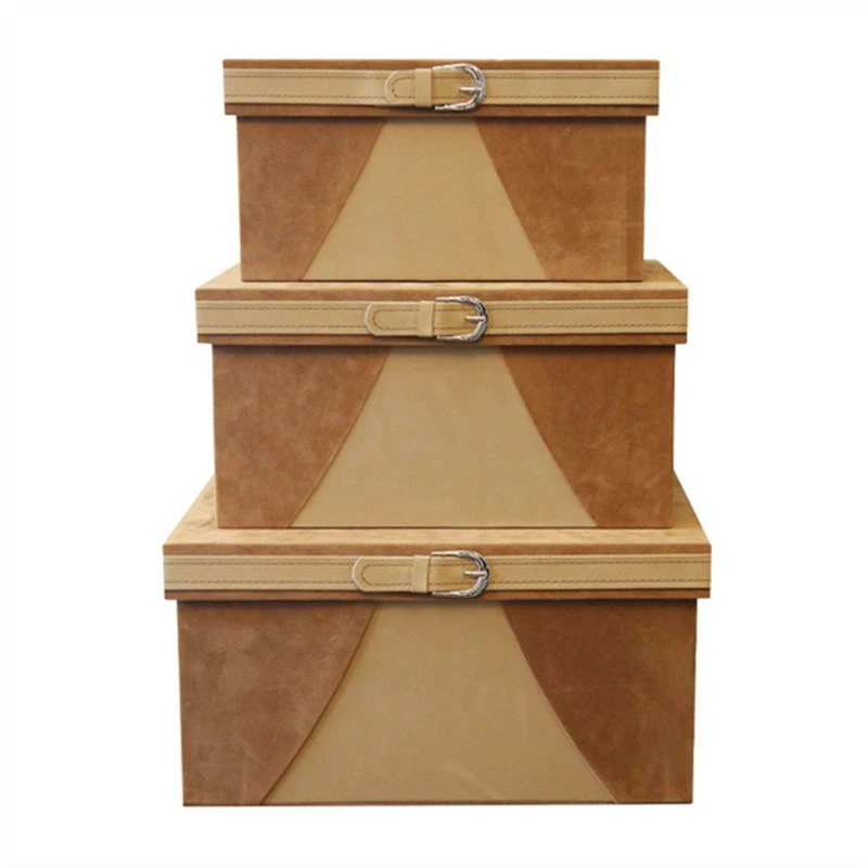 

Storage Box Slightly Luxury Decoration Decoration Soft Suede Leather Cloakroom Storage Box Model Room Storage Organization Box