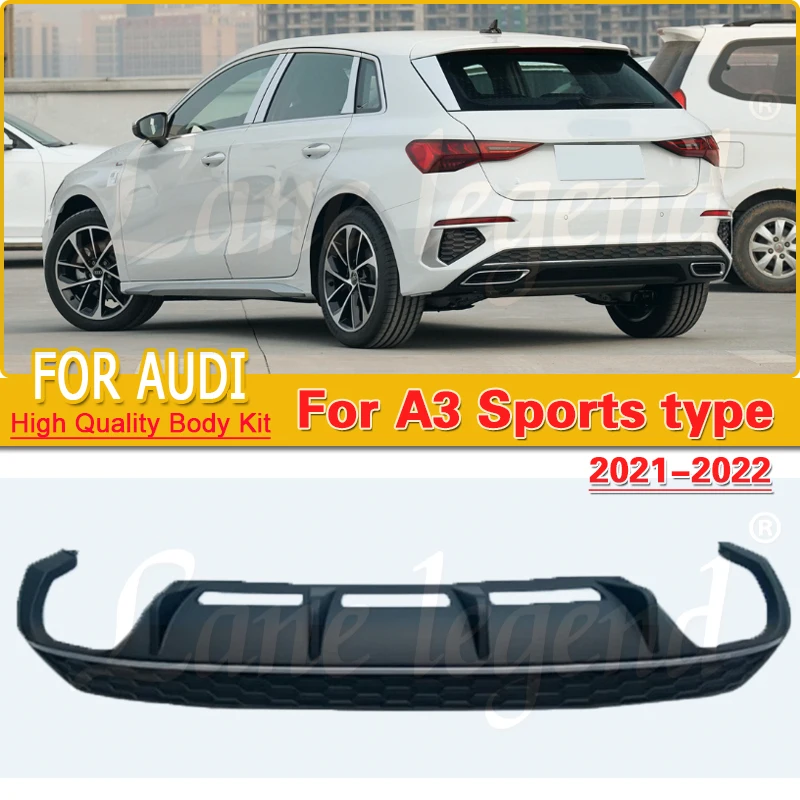 

Матовый черный Задний бампер для Audi A3 S3 2021-2022 Change S3, односторонний двойной выход, высококачественный комплект кузова автомобиля