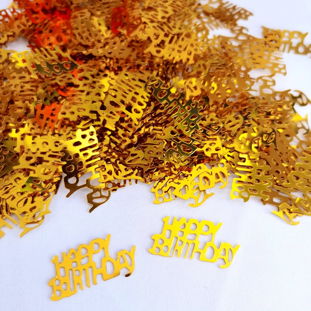 Rose Gold Happy Birthday & Anniversary Celebration Confetti with Foil Stars Sequins Table Decor