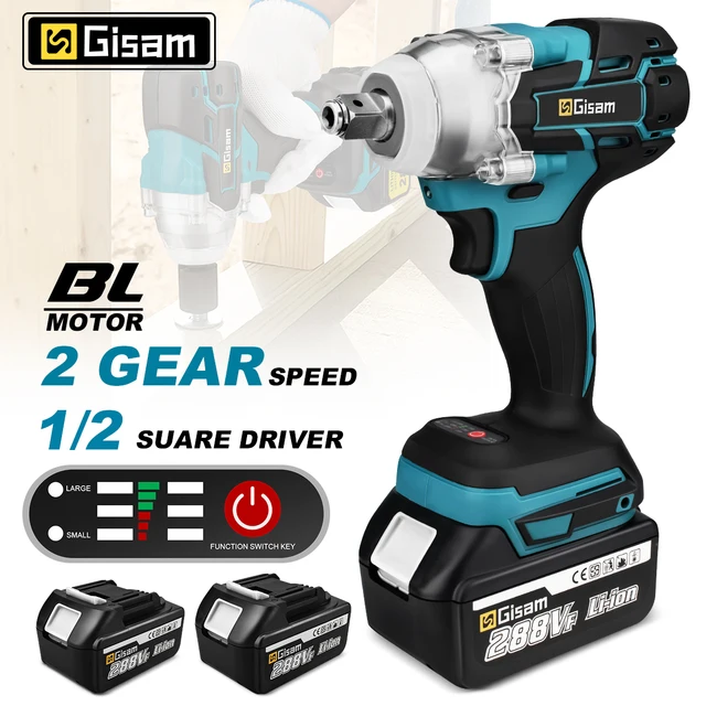 Gisam – clé à chocs électrique sans balais 520N.M, perceuse à main sans fil 1/2 pouces, tournevis, outil électrique de réparation pour batterie Makita 18V 1