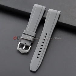 Universal Waterproof Silicone Sport Watch Band - Curved End Rubber Strap - 22mm (Grey)