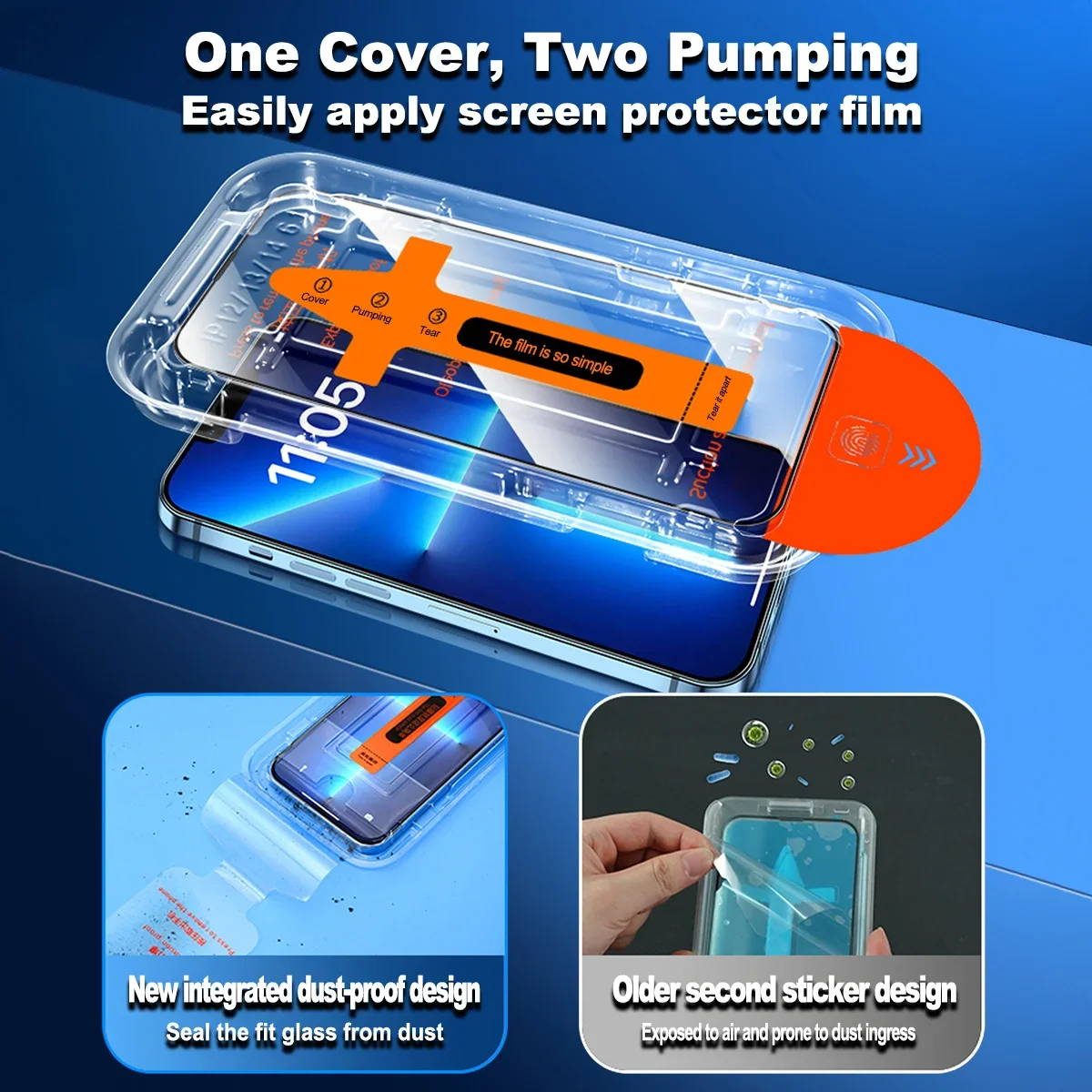 2 Pack Dust-Free Easy Installation Full Cover Tempered Glass Screen Protector