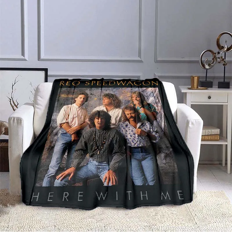 

Rock Band Fast Carriage Choir Graphic Print Warm Blanket REO Speedwagon Printed Portable Comfort Thin Flannel Blanket