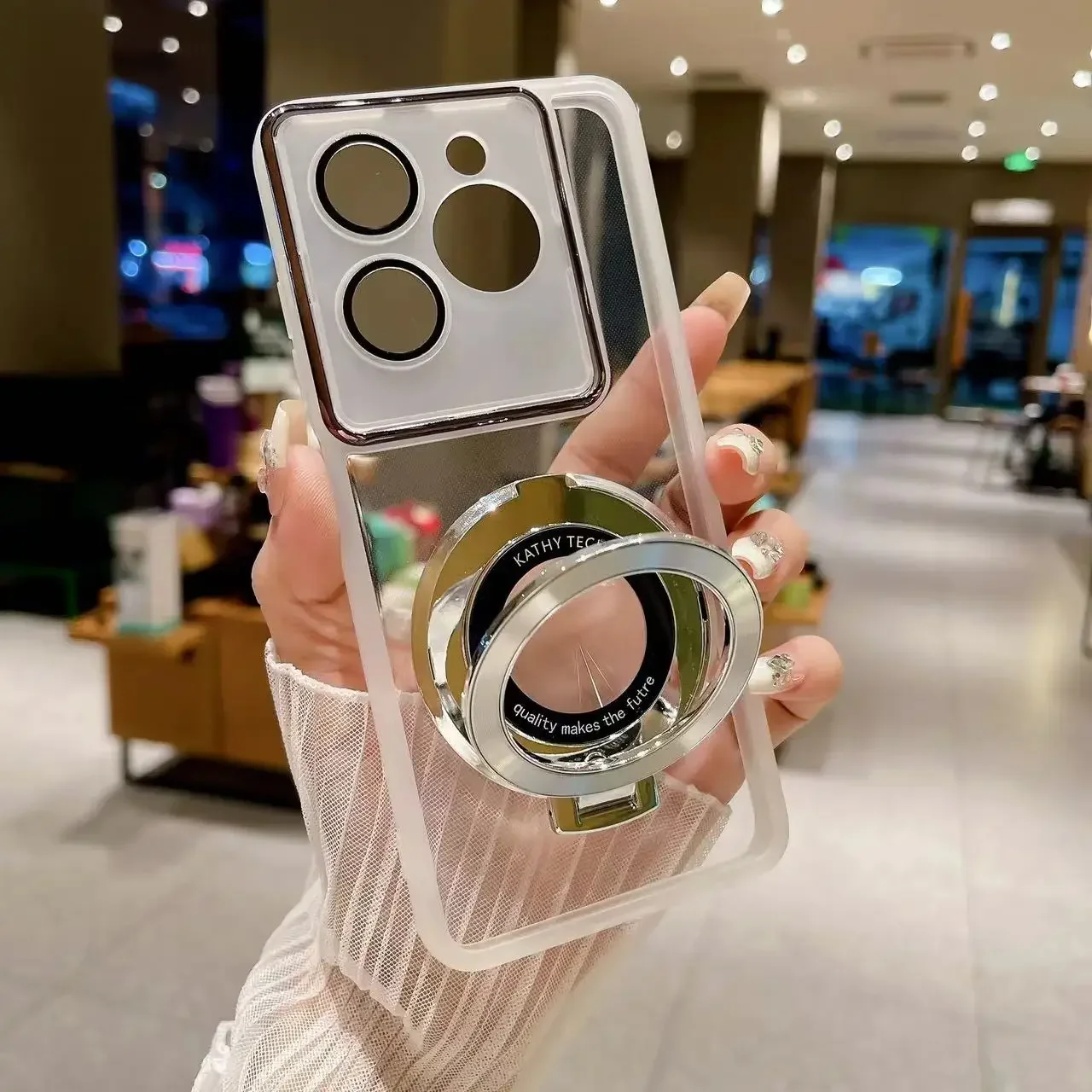 Edge 60 Luxury Magnetic Ring Holder Phone Case with Clear Stand Cover